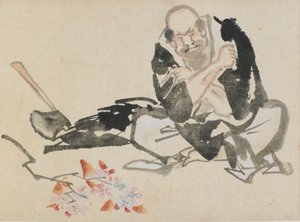 Buddhistická alegorie kněze pálícího třešňové větve, konec 18. a začátek 19. století. od Katsushika Hokusai