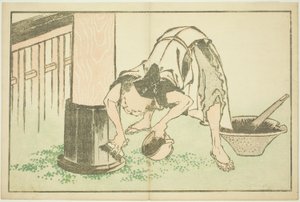 Řemeslník pracující na chrámu z Obrázkové knihy realistických obrazů Hokusai (Hokusai shashin gafu) od Katsushika Hokusai