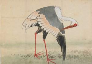 Jeřáb, období Edo, konec 18.-začátek 19. století. od Katsushika Hokusai
