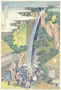 Vodopád Roben v Oyama v provincii Sagami Soshu Oyama Roben no taki (název na objektu) Prohlídka vodopádů v provinciích (název série) Shokoku taki meguri (název série na objektu) od Katsushika Hokusai