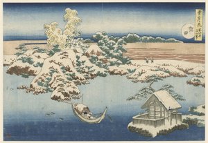 Řeka Sumida ve sněhu Sumida (název na objektu) Sníh, měsíc a květiny (název série) Setsugekka (název série na objektu) od Katsushika Hokusai