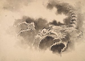Drak vycházející z mraků, období Edo, 19. století. od Katsushika Hokusai