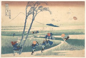 Ejiri v provincii Suruga (Sunshū Ejiri), ze série „Třicet šest pohledů na horu Fuji“ (Fugaku sanjūrokkei) od Katsushika Hokusai