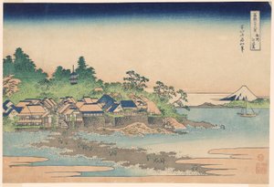 Člen Enoshima Isan d Sagami P Lovinse (hrubé sake Enoshima), ze série s ``Tirty x pohledy na horu Fuji (Fugaku Kasaju Rokukatsu)