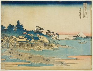 Kazu Enoshima Sagami P Rovinse (Nerafinované Sake Enoshima), ze série ``Tyrty x Pohledy na horu Fuji (Fugaku Usaju Rokukei)