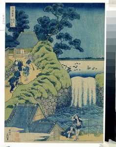 Japonský tisk: ""Les cascades Aigaoka"" (Vodopád Aigaoka) (ze série Vodopády různých provincií) Rytina ze série o vodopádech různých provincií od Katsushika Hokusai (1760-1849) kolem roku 1829 Pouchkine Museum, Mosc od Katsushika Hokusai