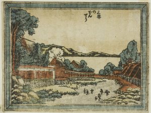 Večerní zvon u Mii (Mii no bansho), ze série Osm pohledů na Omi ve stylu leptu (Doban Omi hakkei) od Katsushika Hokusai