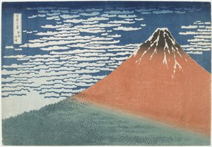 Jemný vítr, jasné počasí, 1831-1834 (barevný dřevořez) od Katsushika Hokusai