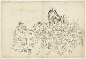 Hasiči pochodují na svůj festival, 1615-1868 (inkoust na papíře) od Katsushika Hokusai
