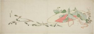 Květiny a jarní zelenina v klobouku od Katsushika Hokusai
