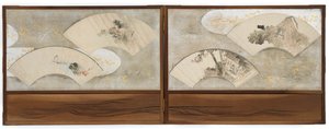 Čtyři fanouškovské obrazy namontované na obrazovce... od Katsushika Hokusai