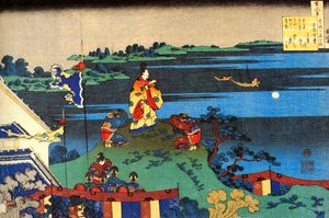 Ze série Sto básní od sta básníků: Abe no Nakamaro, c1830. od Katsushika Hokusai