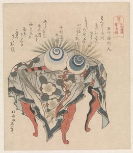 Klan Fujiwara: perly přílivu a odlivu a kosa Fujiwara Fujiwara - Kanju manju Fuji no makikama Čtyři významné klany Japonska Shisei no uchi (název série) od Katsushika Hokusai