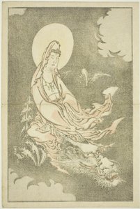 Bohyně na drakovi, z Hokusaiovy knihy realistických obrazů (Hokusai shashin gafu), asi 1814 (barevný dřevoryt (albový list)) od Katsushika Hokusai