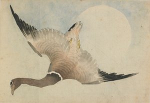 Husa letící před měsícem, konec 18.-začátek 19. století. od Katsushika Hokusai