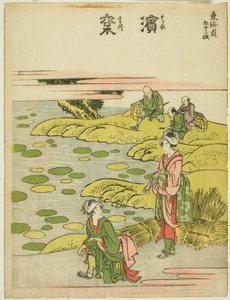 Hamamatsu, ze série "Padesát tři stanic Tokaida (Tokaido gojusan tsugi)" od Katsushika Hokusai