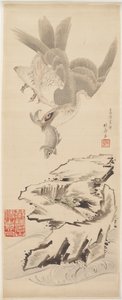 Jestřáb a ryba, konec 18.-začátek 19. století. od Katsushika Hokusai