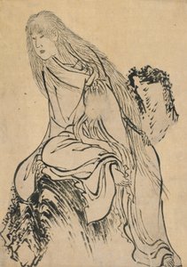 Poustevník odpočívající na skále, konec 18. a začátek 19. století. od Katsushika Hokusai
