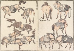 Koně od Katsushika Hokusai