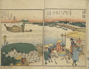 Ilustrovaná kniha pohledů z obou břehů řeky Sumida od Katsushika Hokusai