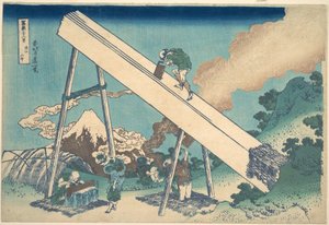 V horách provincie Tōtomi (Tōtomi sanchū), ze série „Třicet šest pohledů na horu Fuji“ (Fugaku sanjūrokkei) od Katsushika Hokusai