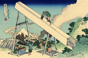 V Totomi Mountains, kolem roku 1830 (dřevořez) od Katsushika Hokusai
