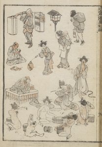 Japonské koupání (dřevotisk) od Katsushika Hokusai