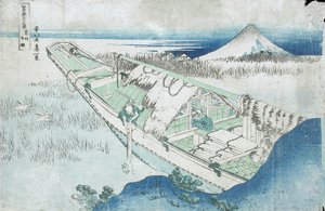 Jošú, Ušibori, Provincie Hetači ze série Třicet šest pohledů na Fudži, 19. století (barevný dřevoryt) od Katsushika Hokusai