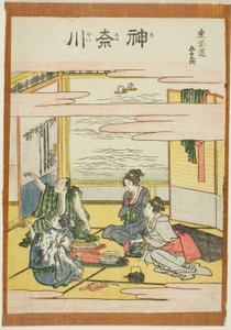 Kanagawa, ze série „Padesát tři stanic Tokaida (Tokaido gojusan tsugi)“ od Katsushika Hokusai