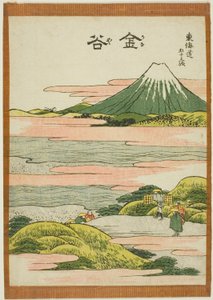 Kanaya, ze série "Padesát tři stanic Tokaida (Tokaido gojusan tsugi)" od Katsushika Hokusai