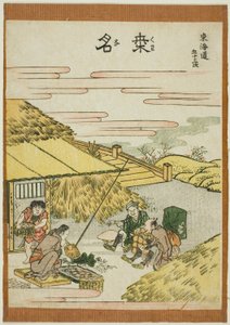 Kuwana, ze série "Padesát tři stanic Tokaida (Tokaido gojusan tsugi)" od Katsushika Hokusai