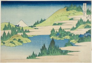Jezero Hakone v provincii Sagami (Soshu Hakone Kosui), ze série „Třicet šest pohledů na horu Fuji (Fugaku sanjurokkei)“ od Katsushika Hokusai