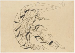 Dlouhoruký muž protahující se, období Edo, 19. století. od Katsushika Hokusai