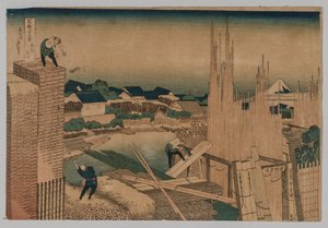 Dřevařský dvůr od Katsushika Hokusai