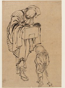 Muž a chlapec, období Edo (inkoust na papíře) od Katsushika Hokusai