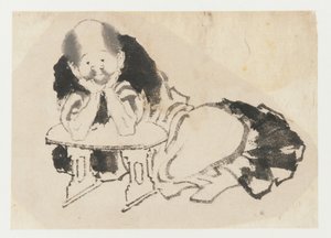 Muž sedící s područkou, období Edo, 19. století. od Katsushika Hokusai