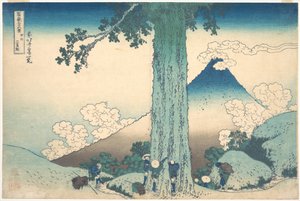 Průsmyk Mišima v provincii Kai (Kōšū Mišima goe), ze série „Třicet šest pohledů na horu Fudži“ (Fugaku sanjūrokkei) od Katsushika Hokusai