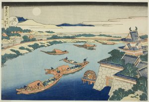 Měsíční svit na řece Yodo (Yodogawa), ze série "Sníh, měsíc a květiny (Setsugekka)" od Katsushika Hokusai