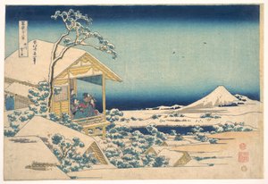 Ráno po sněhu v Koishikawě v Edu (Koishikawa yuki no ashita), ze série Třicet šest pohledů na horu Fuji (Fugaku sanjūrokkei) od Katsushika Hokusai
