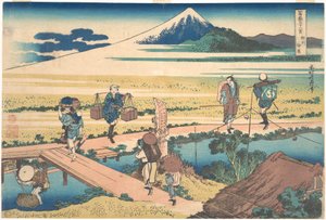 Nakahara v provincii Sagami (Sōshū Nakahara), ze série „Třicet šest pohledů na horu Fuji“ (Fugaku sanjūrokkei) od Katsushika Hokusai