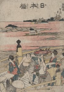 Nihonbashi, ze série Návrhy padesáti tří stanic Tokaida od Katsushika Hokusai