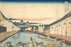 Nihonbashi v Edo Edo Nihonbashi, ze série Třicet šest pohledů na horu Fuji ..., ca. 1830-32. od Katsushika Hokusai