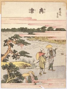 Okitsu (barevný dřevěný tisk) od Katsushika Hokusai