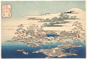 Borovice a vlny u Ryūtō (Ryūtō shōtō), ze série Osm pohledů na Ryūkyūské ostrovy (Ryūkyū hakkei) od Katsushika Hokusai