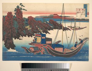 Báseň od Chūnagona Jakamochiho (Ōtomo no Jakamochi) ze sbírky „Sto básní s výkladem chůvy“ (Hyakunin isshu uba ga etoki) od Katsushika Hokusai