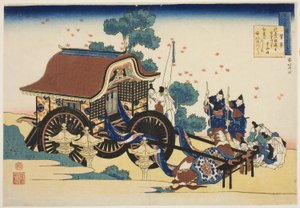 Báseň od Kanke, ze série „Sto básní vysvětlených sestrou (Hyakunin isshu uba ga etoki)“ od Katsushika Hokusai