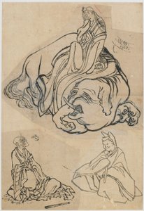 Přípravná skica pro Kurtizánu Eguchi jako bódhisattva Fugen..., období Edo, c1806-1811. od Katsushika Hokusai