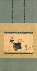 Pumpkin and Vine and Horse Fly, Edo Period, c.1825 (inkoust a barva na hedvábí) od Katsushika Hokusai
