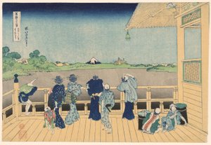 Síň Sazai v Chrámu pěti set Arhatů (Gohyakurakanji Sazaido), ze série „Třicet šest pohledů na horu Fuji (Fugaku sanjurokkei)“ od Katsushika Hokusai