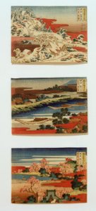 Sníh, měsíc a květiny v krásné krajině od Katsushika Hokusai